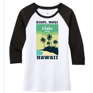 Wailea Beach Hawaii Women's Tri-Blend 3/4-Sleeve Raglan Shirt