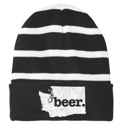 Washington Beer Home State Love Drink Beer From Here Striped Beanie with Solid Band