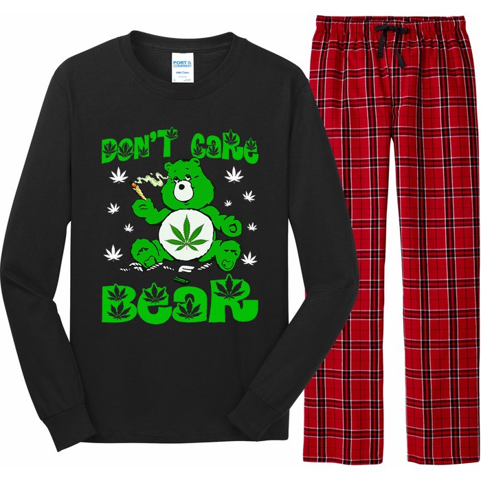 Weed Bear Herb Bear DonT Care Funny Bear Marijuana Cannabis Long Sleeve Pajama Set