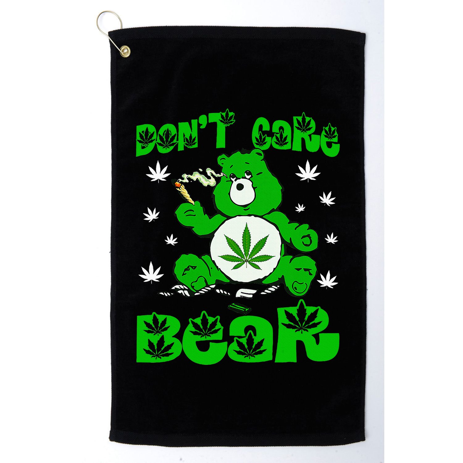 Weed Bear Herb Bear DonT Care Funny Bear Marijuana Cannabis Golf Towel