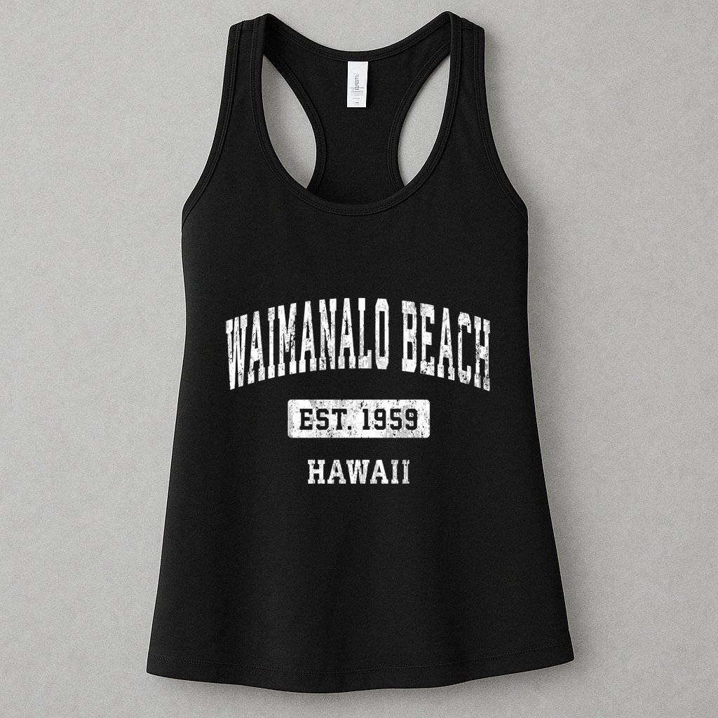 Waimanalo Beach Hawaii Hi Vintage Sports Established Womens Tank Top