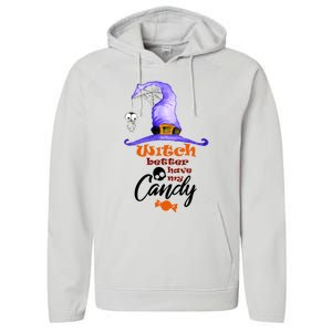 Witch Better Have My Candy Purple Hat With Spider Halloween Gift Performance Fleece Hoodie