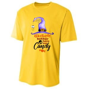 Witch Better Have My Candy Purple Hat With Spider Halloween Gift Performance Sprint T-Shirt