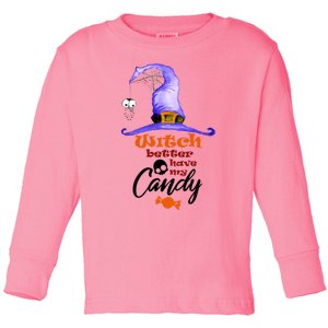 Witch Better Have My Candy Purple Hat With Spider Halloween Gift Toddler Long Sleeve Shirt