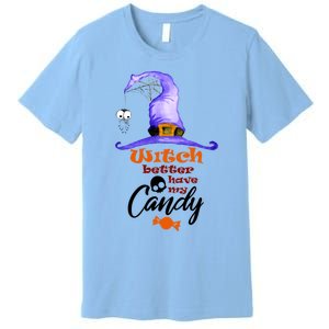 Witch Better Have My Candy Purple Hat With Spider Halloween Gift Premium T-Shirt