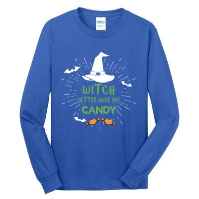 Witch Better Have My Candy Purple Hat With Spider Halloween Gift Tall Long Sleeve T-Shirt