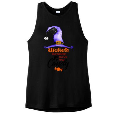 Witch Better Have My Candy Purple Hat With Spider Halloween Gift Ladies PosiCharge Tri-Blend Wicking Tank