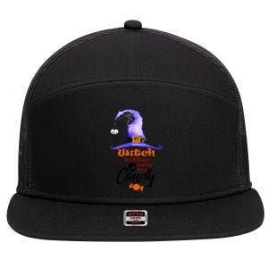 Witch Better Have My Candy Purple Hat With Spider Halloween Gift 7 Panel Mesh Trucker Snapback Hat