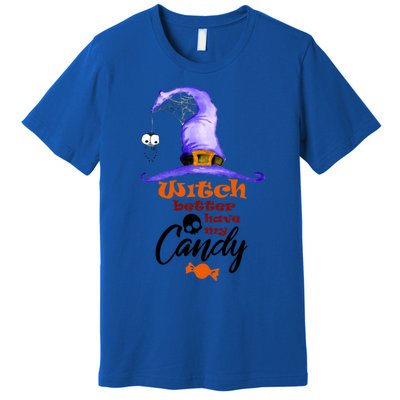 Witch Better Have My Candy Purple Hat With Spider Halloween Gift Premium T-Shirt