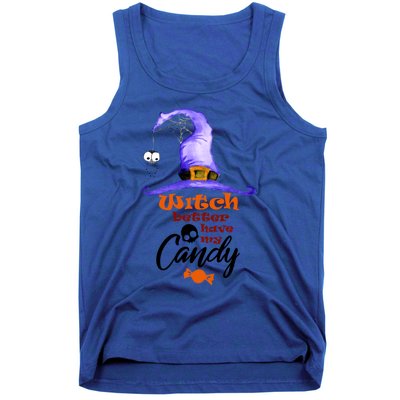 Witch Better Have My Candy Purple Hat With Spider Halloween Gift Tank Top