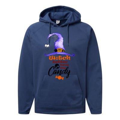 Witch Better Have My Candy Purple Hat With Spider Halloween Gift Performance Fleece Hoodie