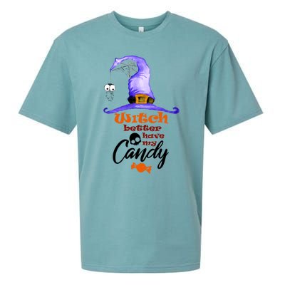 Witch Better Have My Candy Purple Hat With Spider Halloween Gift Sueded Cloud Jersey T-Shirt