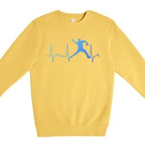 White Baseball Heartbeat Pitcher Gift Baseball Pulse Premium Crewneck Sweatshirt