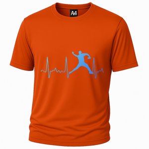 White Baseball Heartbeat Pitcher Gift Baseball Pulse Cooling Performance Crew T-Shirt