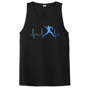 White Baseball Heartbeat Pitcher Gift Baseball Pulse PosiCharge Competitor Tank