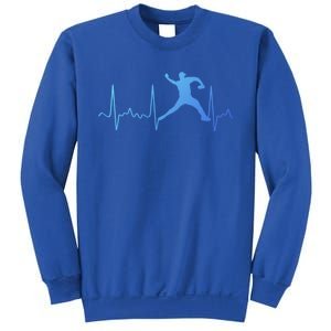 White Baseball Heartbeat Pitcher Gift Baseball Pulse Sweatshirt