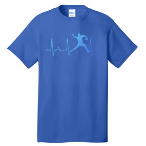 White Baseball Heartbeat Pitcher Gift Baseball Pulse Tall T-Shirt