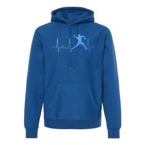 White Baseball Heartbeat Pitcher Gift Baseball Pulse Premium Hoodie