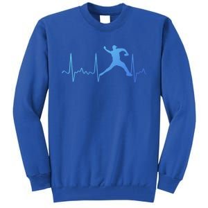 White Baseball Heartbeat Pitcher Gift Baseball Pulse Tall Sweatshirt