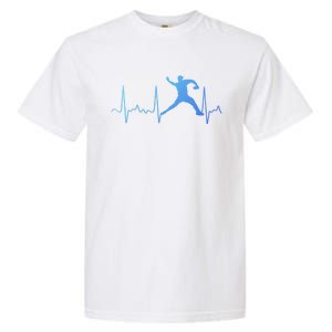 White Baseball Heartbeat Pitcher Gift Baseball Pulse Garment-Dyed Heavyweight T-Shirt