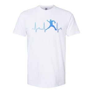 White Baseball Heartbeat Pitcher Gift Baseball Pulse Softstyle CVC T-Shirt