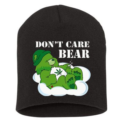 Weed bear herb bear don't care cute bear gift Short Acrylic Beanie