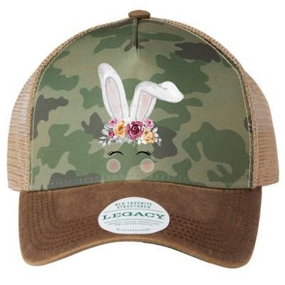 Watercolor Bunny Head With Flowers Cute Rabbit Easter Mom Gift Legacy Tie Dye Trucker Hat