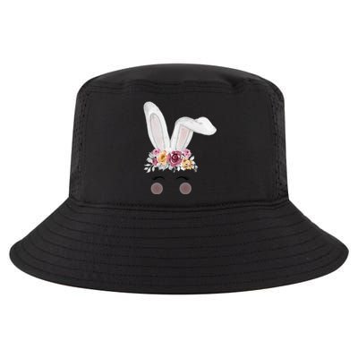 Watercolor Bunny Head With Flowers Cute Rabbit Easter Mom Gift Cool Comfort Performance Bucket Hat