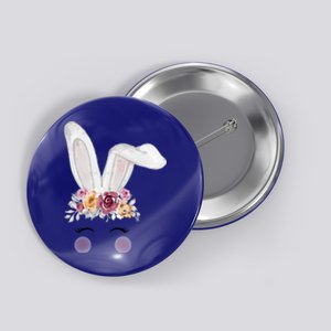 Watercolor Bunny Head With Flowers Cute Rabbit Easter Mom Gift Button