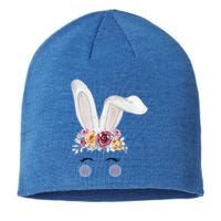 Watercolor Bunny Head With Flowers Cute Rabbit Easter Mom Gift Sustainable Beanie