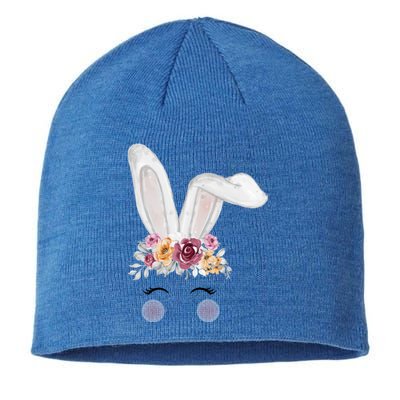 Watercolor Bunny Head With Flowers Cute Rabbit Easter Mom Gift Sustainable Beanie