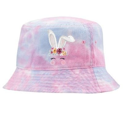 Watercolor Bunny Head With Flowers Cute Rabbit Easter Mom Gift Tie-Dyed Bucket Hat