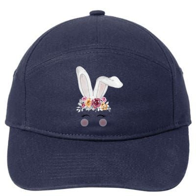 Watercolor Bunny Head With Flowers Cute Rabbit Easter Mom Gift 7-Panel Snapback Hat