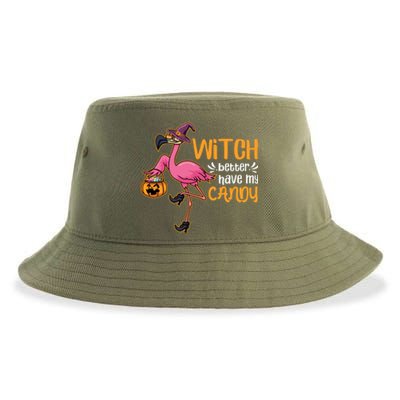 Witch Better Have My Candy Costume Halloween Flamingo Gift Sustainable Bucket Hat