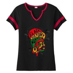 Women's Black History Month Proud African Pride Black Queen. Ladies Halftime Notch Neck Tee