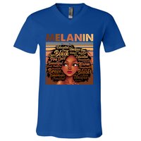 Wo Black History Juneteenth Melanin Birthday Gift V-Neck T-Shirt