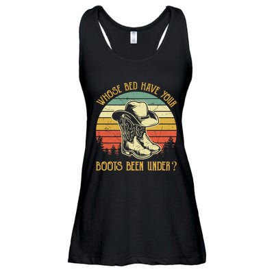 Whose Bed Have Your Boots Been Under Country Music Premium Ladies Essential Flowy Tank