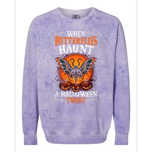 When Butterflies Haunt A Halloween Twist, Scary Pumpkin Tee Colorblast Crewneck Sweatshirt