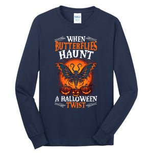 When Butterflies Haunt A Halloween Twist, Scary Pumpkin Tee Tall Long Sleeve T-Shirt