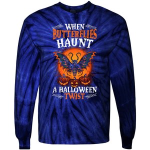 When Butterflies Haunt A Halloween Twist, Scary Pumpkin Tee Tie-Dye Long Sleeve Shirt