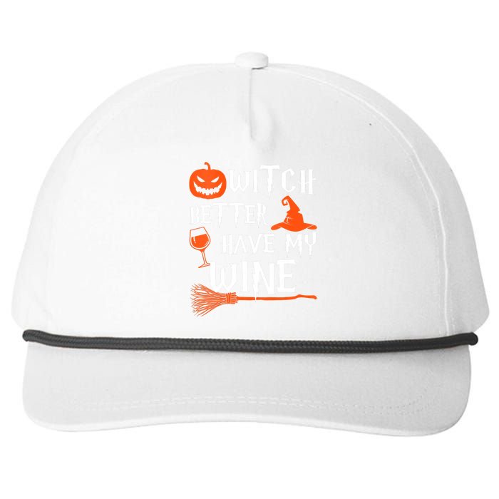 Witch Better Have My Wine Funny Halloween Pumpkin Costume Snapback Five-Panel Rope Hat