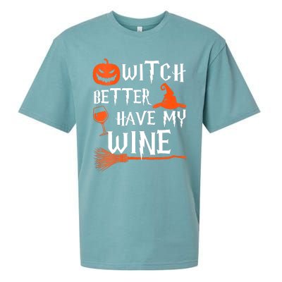 Witch Better Have My Wine Funny Halloween Pumpkin Costume Sueded Cloud Jersey T-Shirt