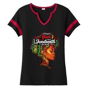 Womens Black History Afro Queen Melanin Word Art Womens Juneteenth Ladies Halftime Notch Neck Tee