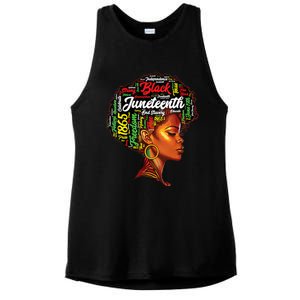 Womens Black History Afro Queen Melanin Word Art Womens Juneteenth Ladies PosiCharge Tri-Blend Wicking Tank