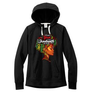 Womens Black History Afro Queen Melanin Word Art Womens Juneteenth Women's Fleece Hoodie