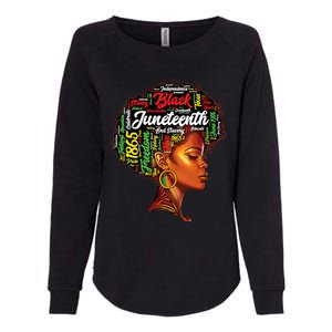 Womens Black History Afro Queen Melanin Word Art Womens Juneteenth Womens California Wash Sweatshirt