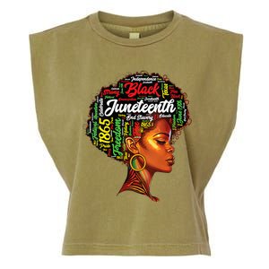 Womens Black History Afro Queen Melanin Word Art Womens Juneteenth Garment-Dyed Women's Muscle Tee