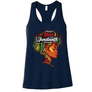 Womens Black History Afro Queen Melanin Word Art Womens Juneteenth Women's Racerback Tank