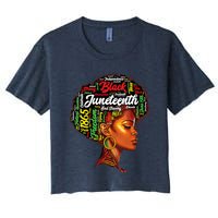 Womens Black History Afro Queen Melanin Word Art Womens Juneteenth Women's Crop Top Tee