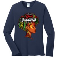 Womens Black History Afro Queen Melanin Word Art Womens Juneteenth Ladies Long Sleeve Shirt